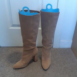 Suede block heel boots (wide calf)